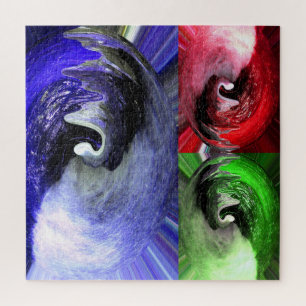 Puzzle Arte de planetas azules, rojos y verdes
