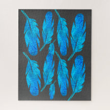 Arte de plumas de color azul boho acuático
