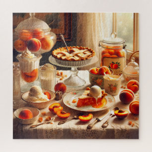 Puzzle Arte de postre de melocotón vintage Cottagecore Co