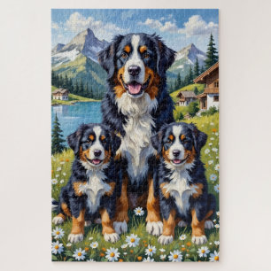 Puzzle Arte de prado alpino de perro de montaña de Berna