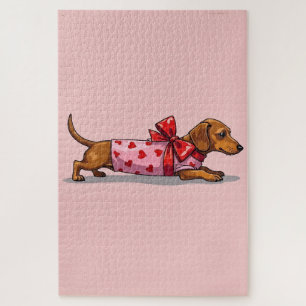 Puzzle Arte de regalo envuelto del perro Dachshund en el 