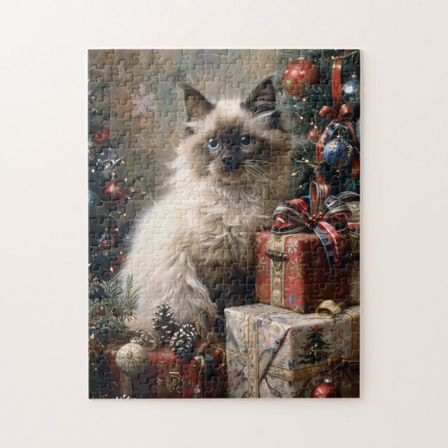 Puzzle Arte de retrato de gatos de Navidades gatitos bali (Vertical)