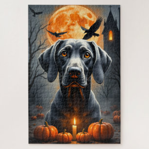 Puzzle Arte de retrato de Halloween de Weimaraner en Mans
