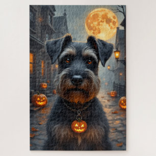 Puzzle Arte de retrato de Halloween gótico de Schnauzer