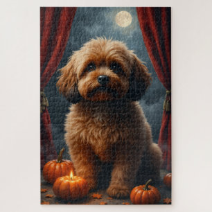 Puzzle Arte de retrato gótico de Halloween de Lhasa Apso