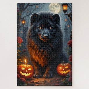 Puzzle Arte de retrato gótico de Lowchen Halloween