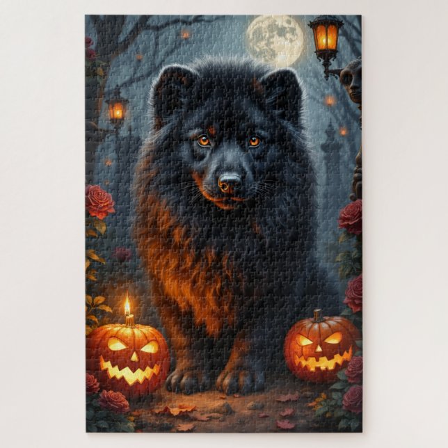 Puzzle Arte de retrato gótico de Lowchen Halloween (Vertical)