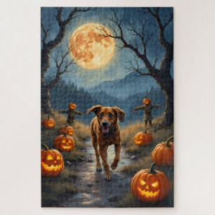 Puzzle Arte de sendero de Halloween iluminado por la luna