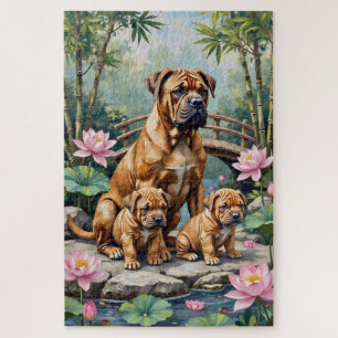 Puzzle Arte de Shar-Pei Jardín de Loto