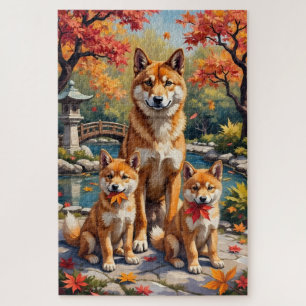 Puzzle Arte de Shiba Inu en Jardín de Arce