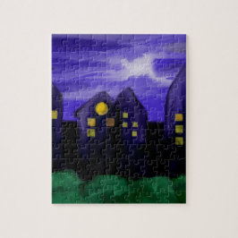 Puzzle Arte de tela de rascacielos de la ciudad nocturna