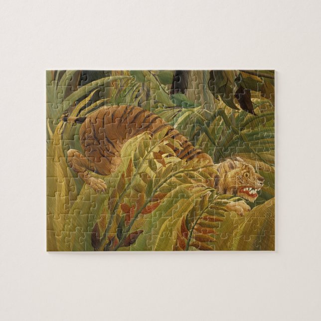 Puzzle Arte de tigre tropical de la selva de Rousseau (Horizontal)