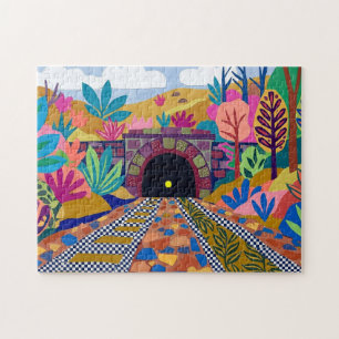 Puzzle Arte de túnel de ferrocarril colorido inspirado en
