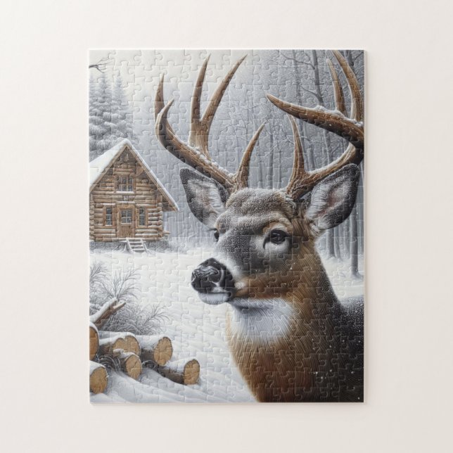 Puzzle Arte de venado/buck de invierno (Vertical)