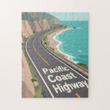 Arte de viaje gráfico de la autopista de la costa 