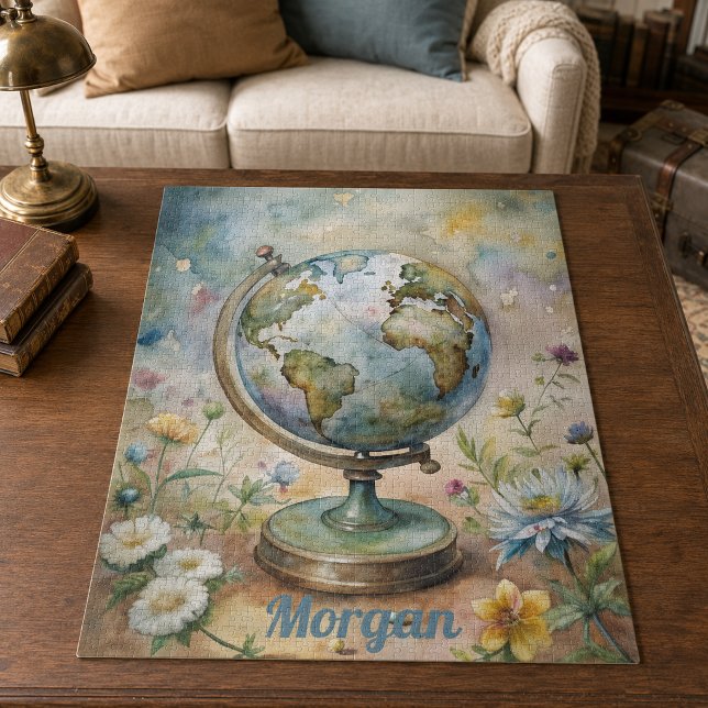 Puzzle Arte de viaje personalizado vintage del mundo (Subido por el creador)
