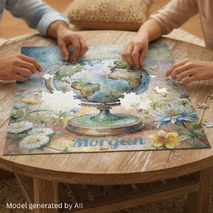 Puzzle Arte de viaje personalizado vintage del mundo