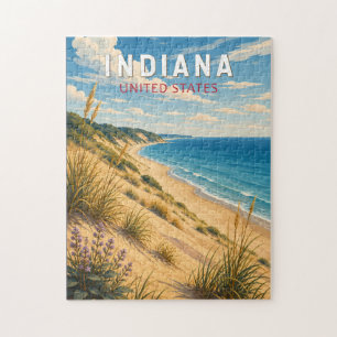 Puzzle Arte de viaje vintage ilustración de Indiana