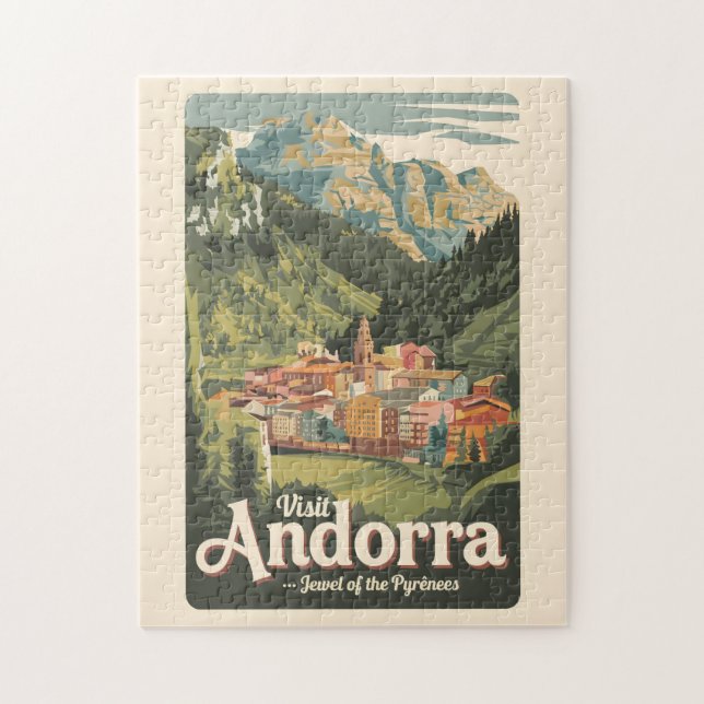 Puzzle Arte de viajes de Ilustracion de Andorra (Vertical)