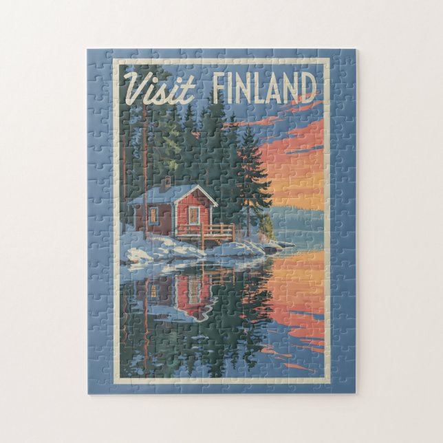 Puzzle Arte de viajes en el lago de Finlandia (Vertical)