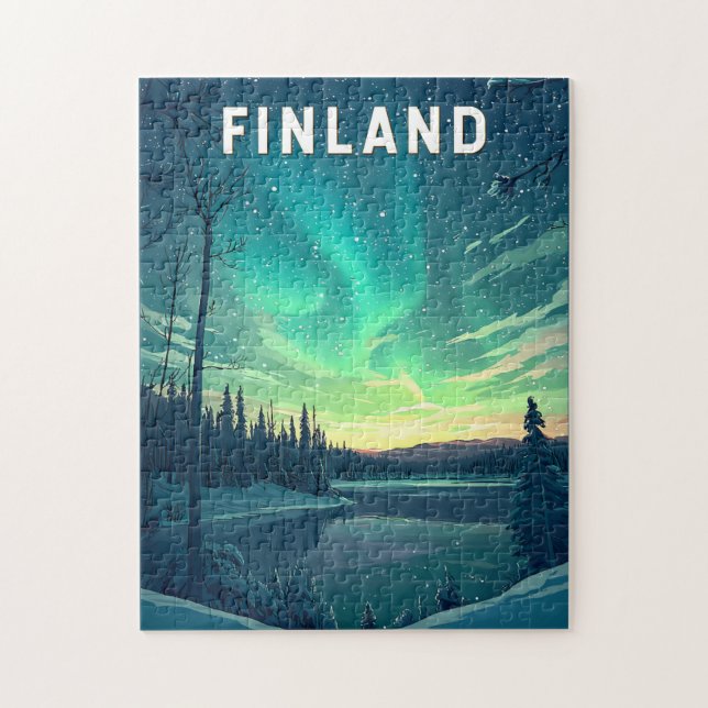 Puzzle Arte de viajes en Ilustracion de Finlandia (Vertical)