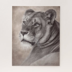 Puzzle Arte de vida silvestre de leona pintada a mano
