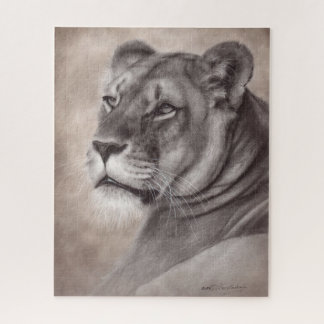 Puzzle Arte de vida silvestre de leona pintada a mano