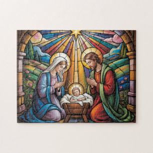 Puzzle Arte de vidrio emplomado de la Natividad – Navidad