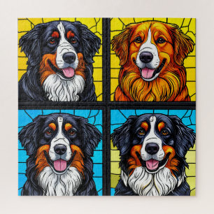 Puzzle Arte de vidrio emplomado de perros coloridos