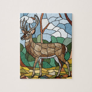 Puzzle Arte de vidrio emplomado, estilo ciervo de arte de