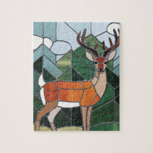 Puzzle Arte de vidrio emplomado, estilo ciervo de arte de