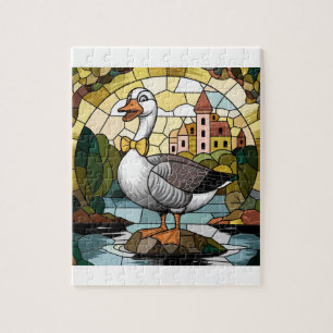 Puzzle Arte de Vidrio Pintado, Ganso Tonto de Vidrio Pint