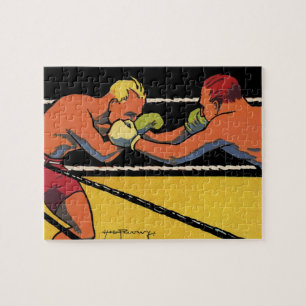 Puzzle Arte Deco Antiguo Deportes Boxeo, Boxeadores Golpe
