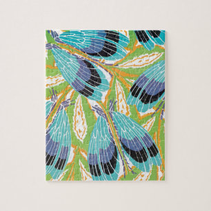 Puzzle Arte Deco Antiguo Jazz Pochoir Jardín Insectos