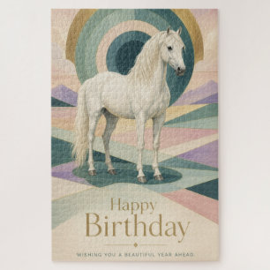 Puzzle Arte Deco Cumpleaños Caballo Blanco Geométrico