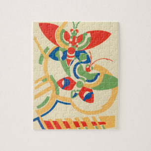 Puzzle Arte Deco Jazz Pochoir Vintage Mariposas de Jardín
