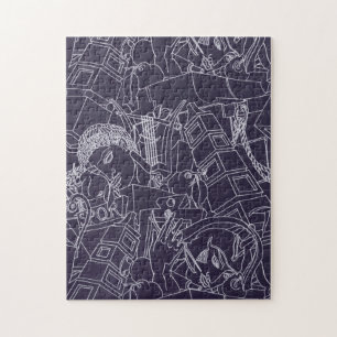 Puzzle Arte Deco Romano SPQR Estética de Color Púrpura Os