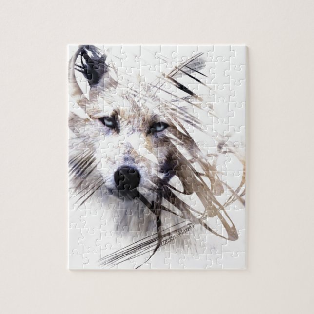 Puzzle Arte del animal de los lobos de White Wolf (Vertical)
