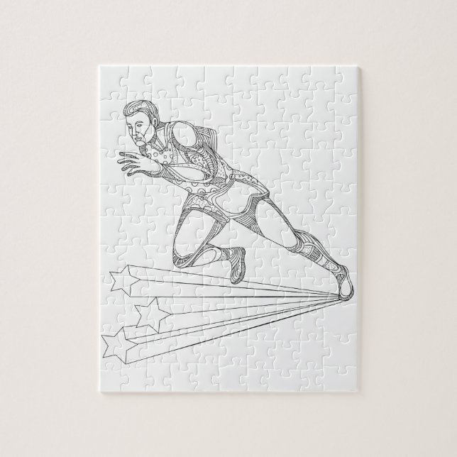 Puzzle Arte del Doodle del funcionamiento del atleta del (Vertical)