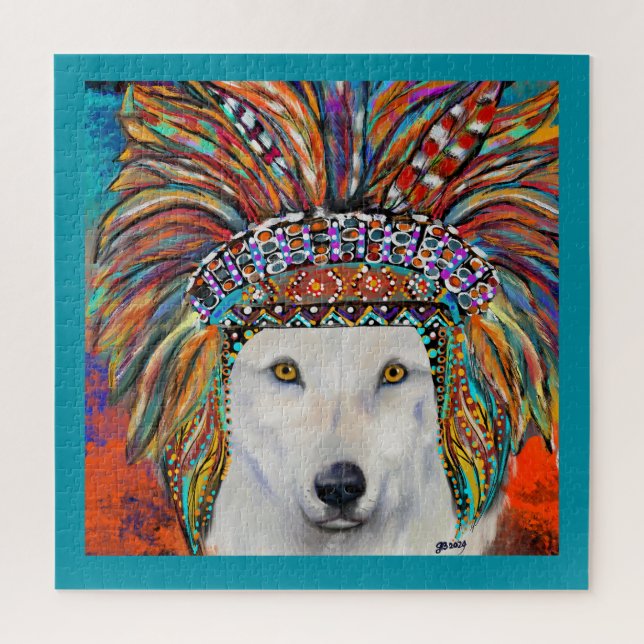 Puzzle Arte del Lobo Blanco (Vertical)