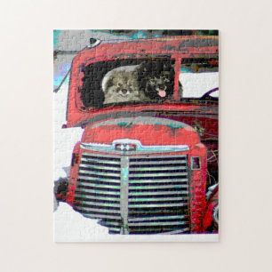 Puzzle Arte del perro de la pintura del camión del