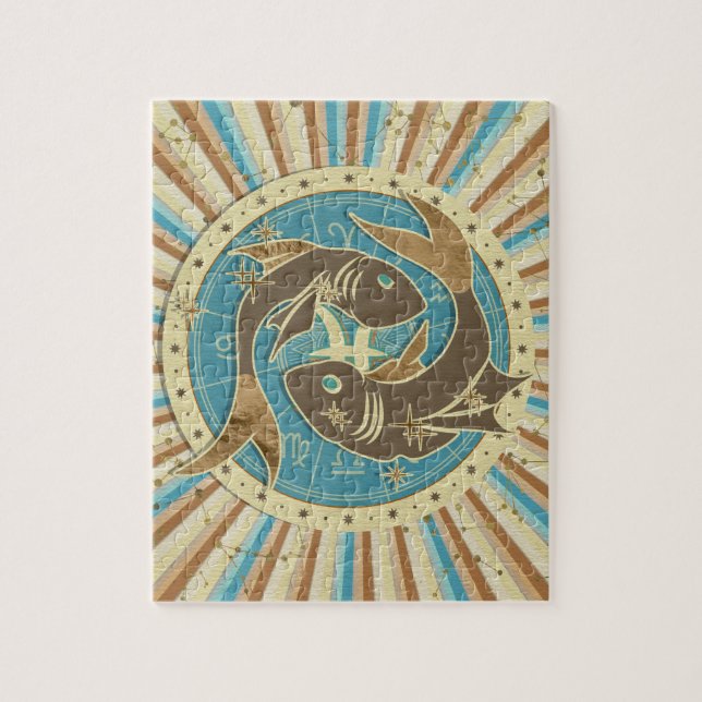 Puzzle Arte del zodiaco de Piscis del vintage (Vertical)