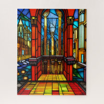 Arte digital de abadía de vidrio manchado