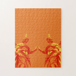 Puzzle Arte digital de color naranja con esculturas