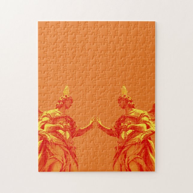 Puzzle Arte digital de color naranja con esculturas (Vertical)
