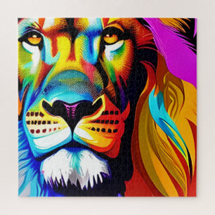 Puzzle Arte digital de leones colorido