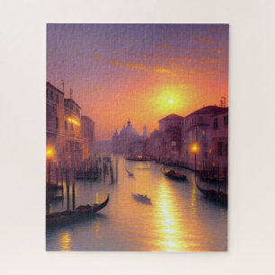 Puzzle Arte digital del atardecer en un canal de Venecia 