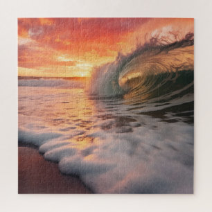 Puzzle Arte digital fotorrealista costero de barril dorad