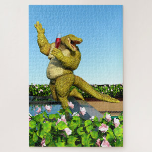 Puzzle Arte divertido de cocodrilo en fiesta de champán j