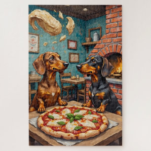 Puzzle Arte divertido de salchicha amante de perros resta